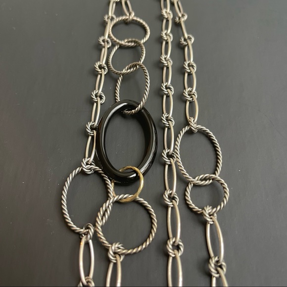 David Yurman Necklace in Sterling Silver, 18 Karat Yellow Gold and Onyx - Picture 3 of 6